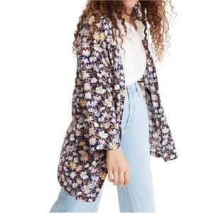Madewell Short Floral Robe Open Cardigan Jacket Cotton sz M